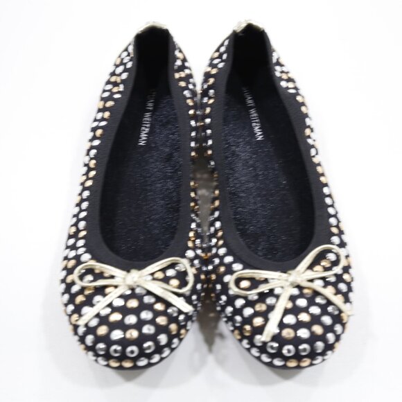 Stuart Weitzman Fannie Tara Black Silver & Gold Holiday Ballet Flats - Girls' 1 - Picture 6 of 7